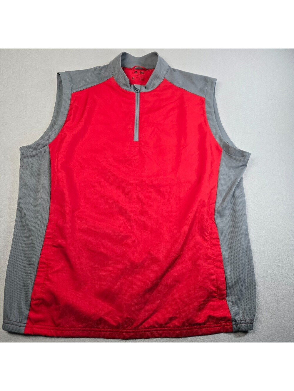 Adidas Golf ClimaProof Men's 1/4 Zip Wind Vest Jacket Red Grey Size XL